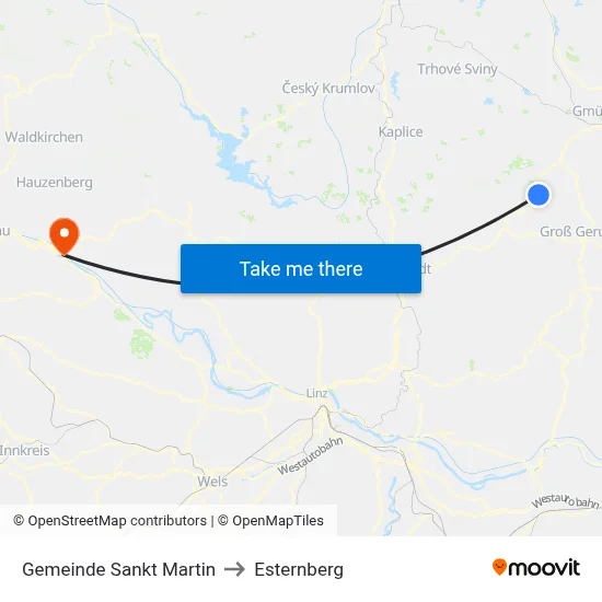 Gemeinde Sankt Martin to Esternberg map