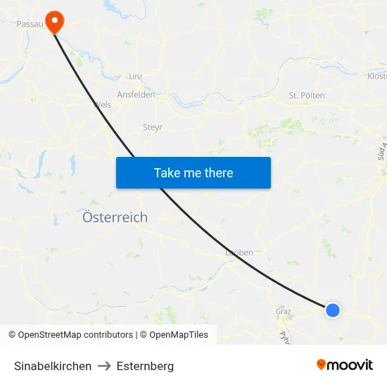 Sinabelkirchen to Esternberg map