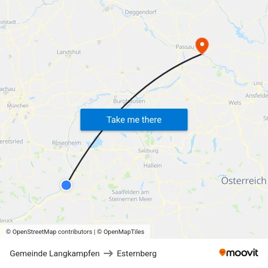 Gemeinde Langkampfen to Esternberg map