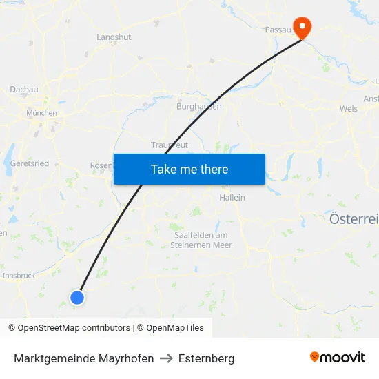 Marktgemeinde Mayrhofen to Esternberg map