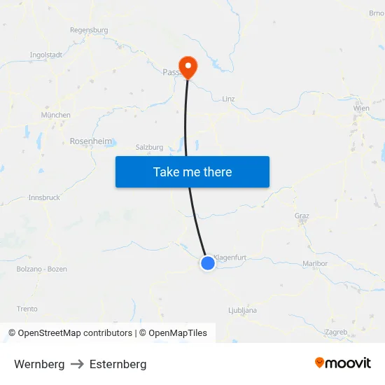 Wernberg to Esternberg map