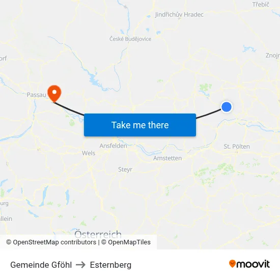Gemeinde Gföhl to Esternberg map