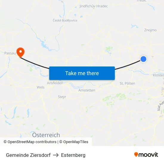 Gemeinde Ziersdorf to Esternberg map