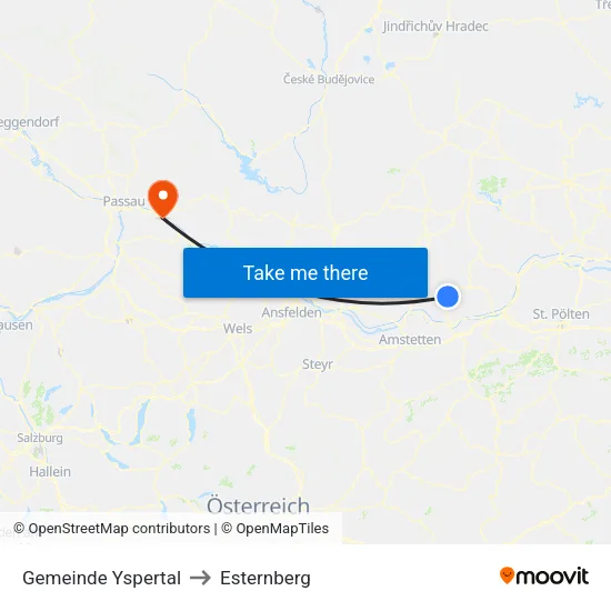 Gemeinde Yspertal to Esternberg map