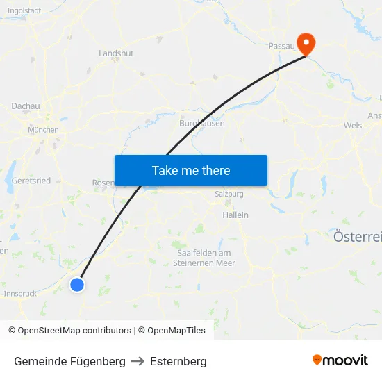 Gemeinde Fügenberg to Esternberg map