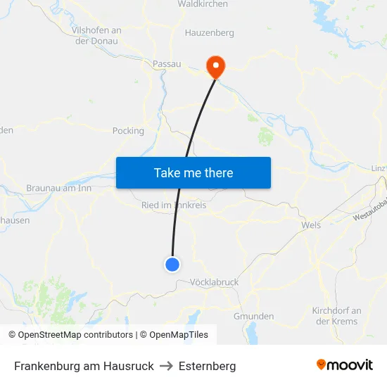 Frankenburg am Hausruck to Esternberg map