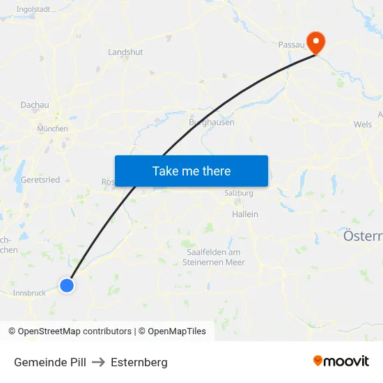 Gemeinde Pill to Esternberg map