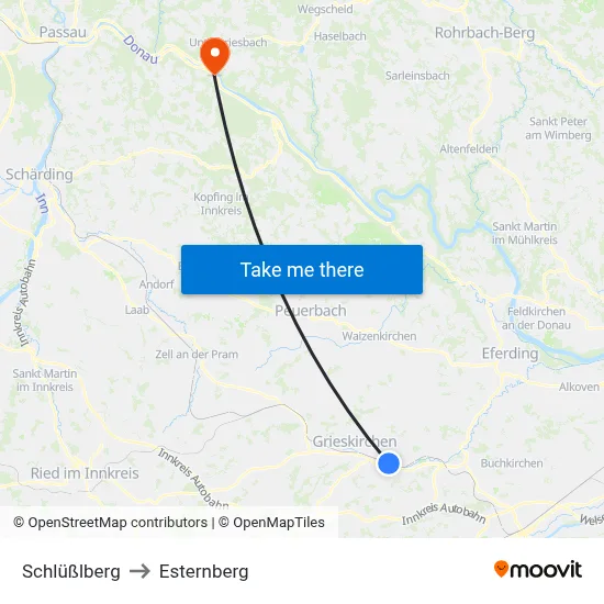 Schlüßlberg to Esternberg map