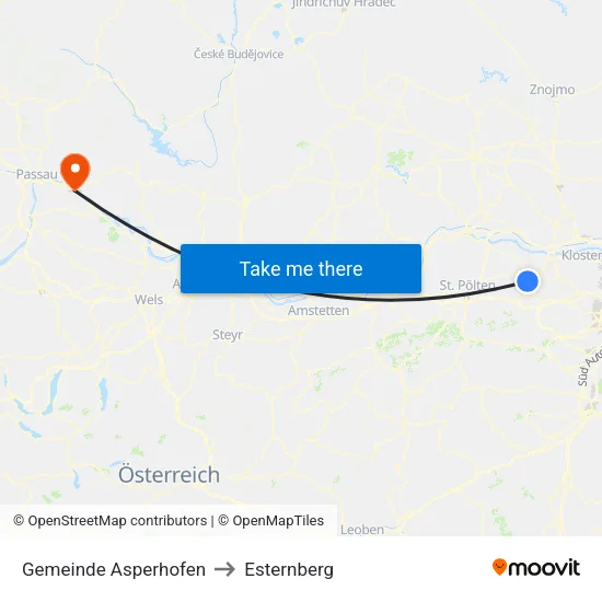 Gemeinde Asperhofen to Esternberg map