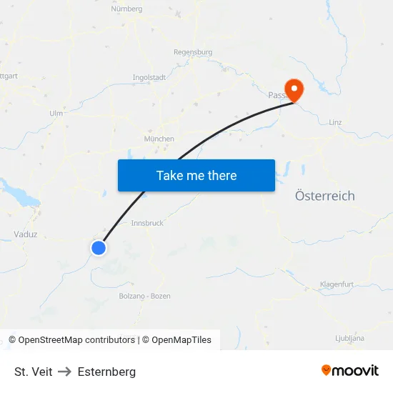 St. Veit to Esternberg map