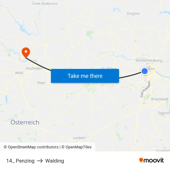 14., Penzing to Walding map