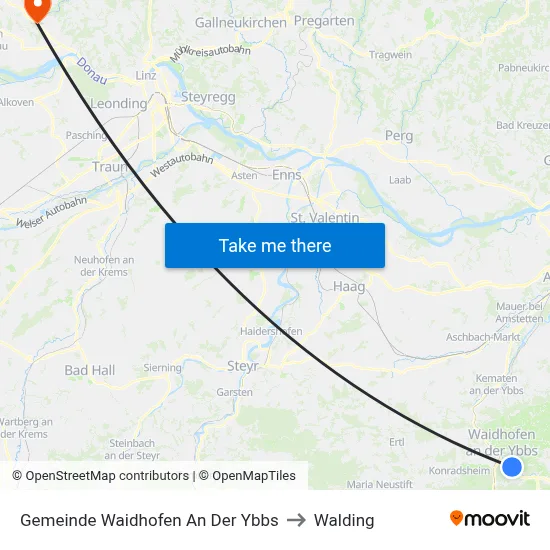 Gemeinde Waidhofen An Der Ybbs to Walding map