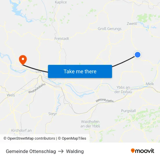Gemeinde Ottenschlag to Walding map