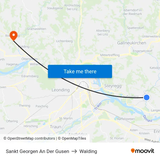 Sankt Georgen An Der Gusen to Walding map