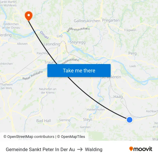 Gemeinde Sankt Peter In Der Au to Walding map