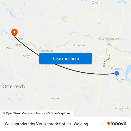 Wulkaprodersdorf/Vulkaprodrštof to Walding map