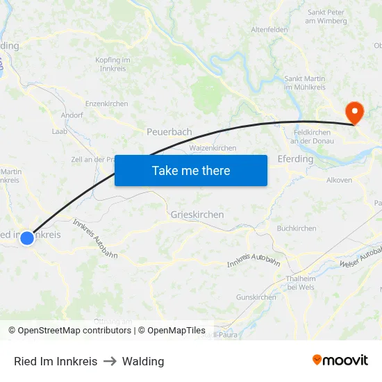 Ried Im Innkreis to Walding map