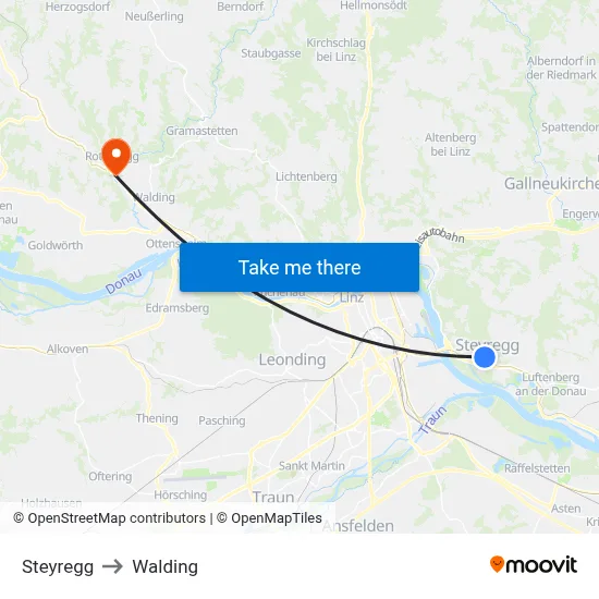 Steyregg to Walding map