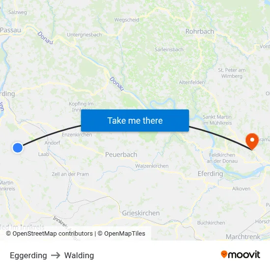 Eggerding to Walding map
