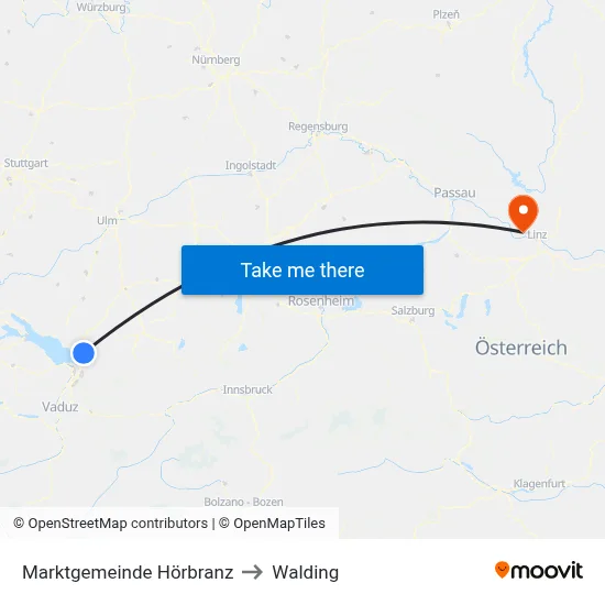 Marktgemeinde Hörbranz to Walding map