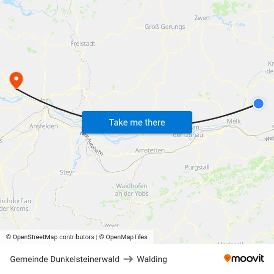 Gemeinde Dunkelsteinerwald to Walding map