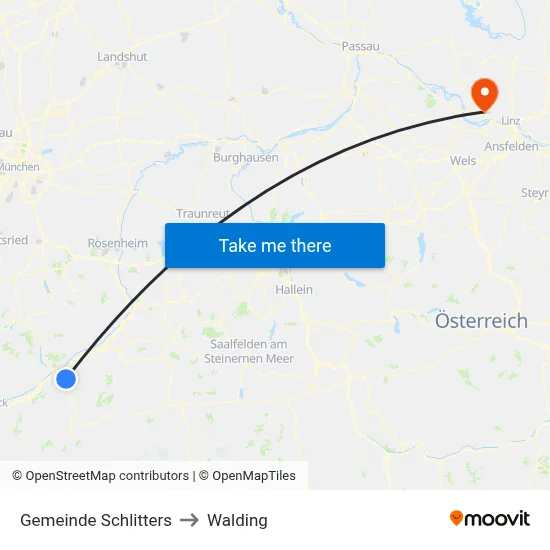 Gemeinde Schlitters to Walding map