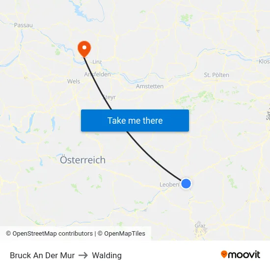 Bruck An Der Mur to Walding map