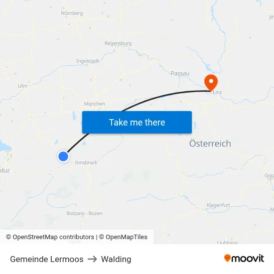 Gemeinde Lermoos to Walding map