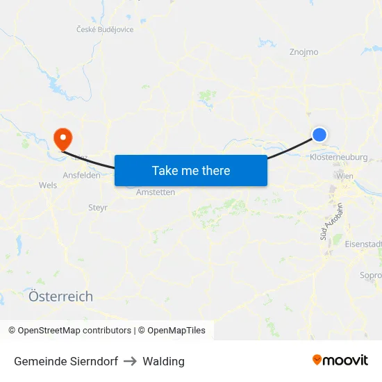Gemeinde Sierndorf to Walding map