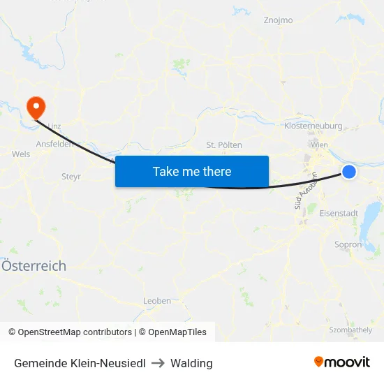 Gemeinde Klein-Neusiedl to Walding map