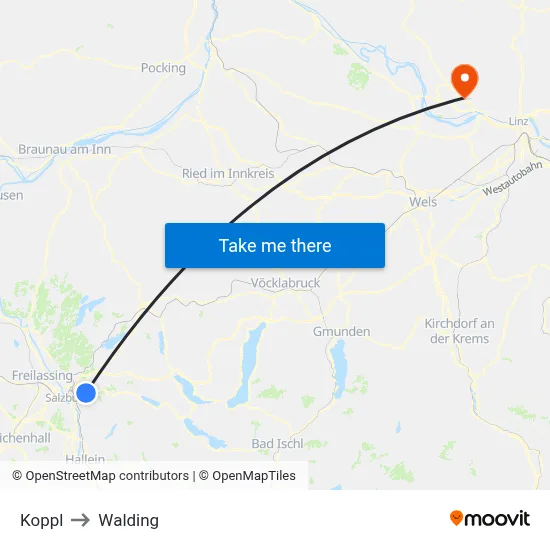 Koppl to Walding map