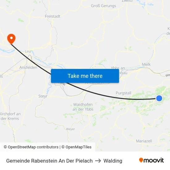 Gemeinde Rabenstein An Der Pielach to Walding map