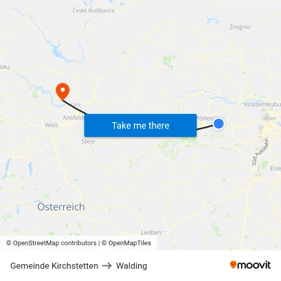 Gemeinde Kirchstetten to Walding map
