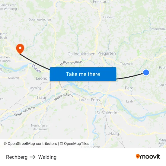 Rechberg to Walding map