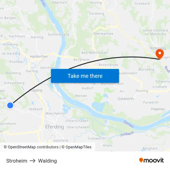 Stroheim to Walding map