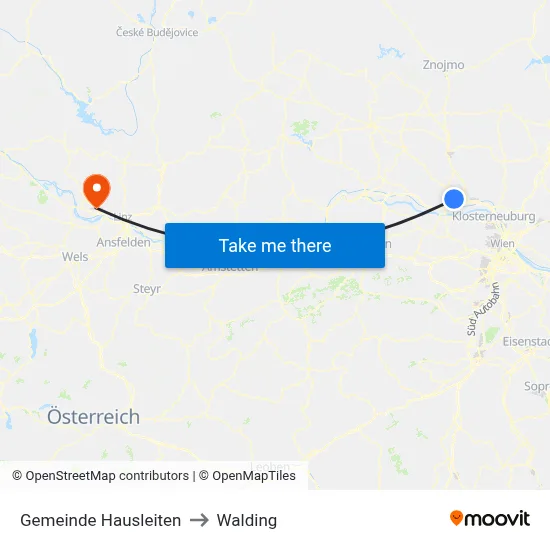 Gemeinde Hausleiten to Walding map