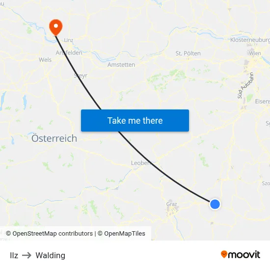 Ilz to Walding map