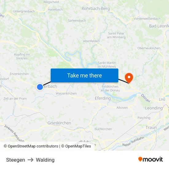 Steegen to Walding map