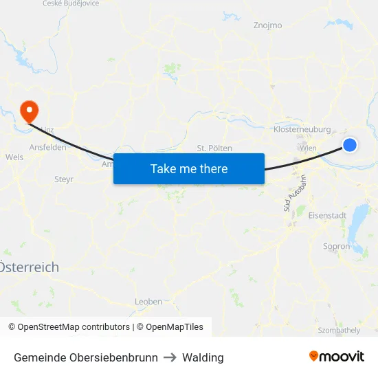 Gemeinde Obersiebenbrunn to Walding map