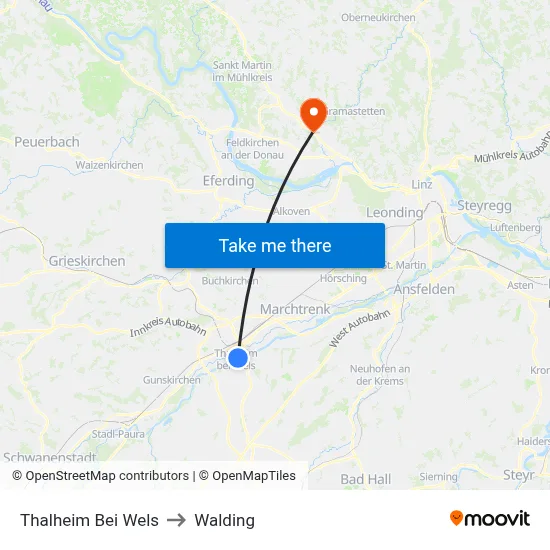 Thalheim Bei Wels to Walding map