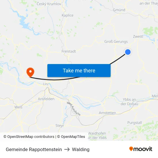Gemeinde Rappottenstein to Walding map