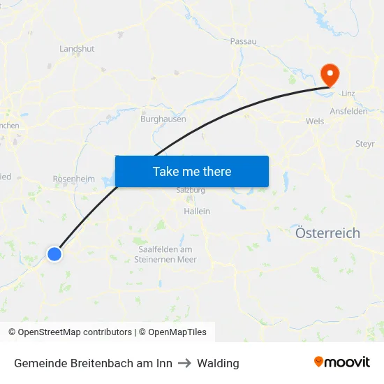 Gemeinde Breitenbach am Inn to Walding map