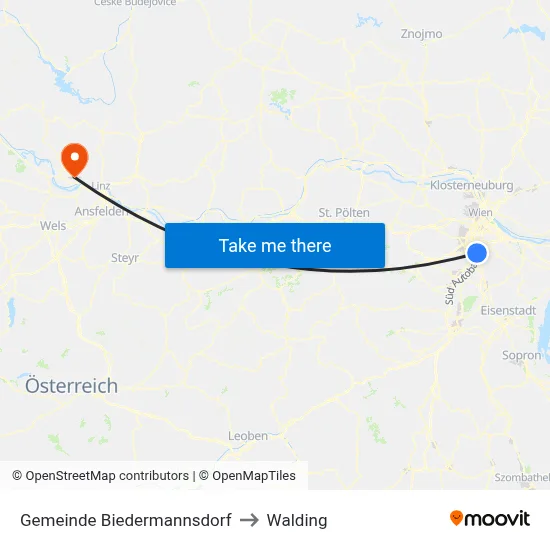 Gemeinde Biedermannsdorf to Walding map