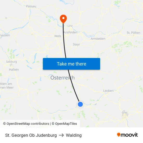 St. Georgen Ob Judenburg to Walding map
