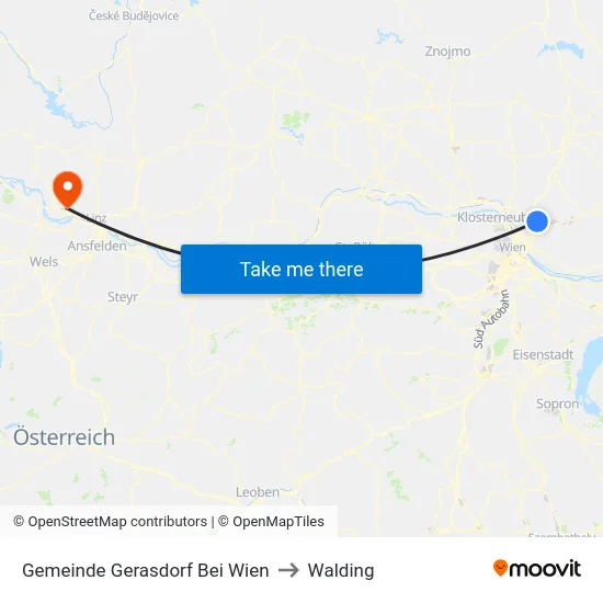 Gemeinde Gerasdorf Bei Wien to Walding map