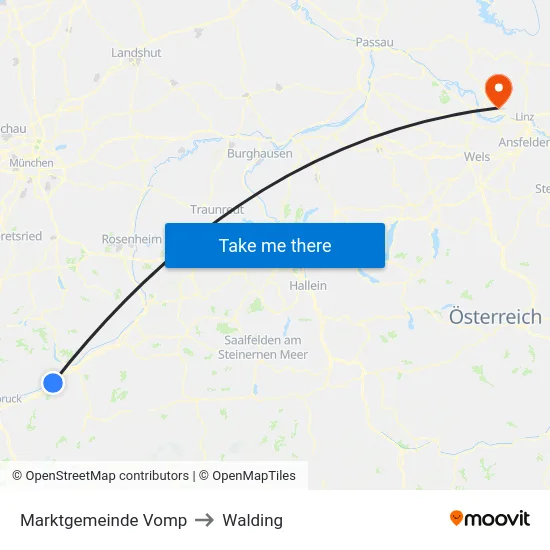 Marktgemeinde Vomp to Walding map