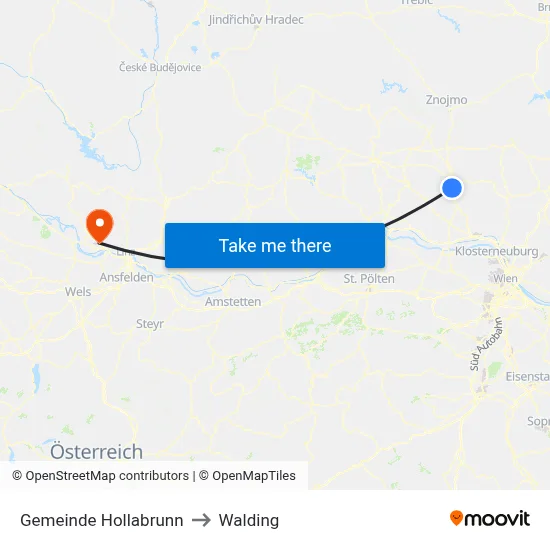 Gemeinde Hollabrunn to Walding map