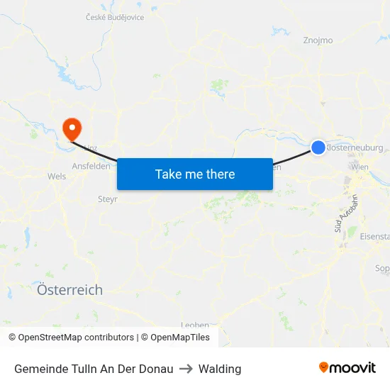 Gemeinde Tulln An Der Donau to Walding map