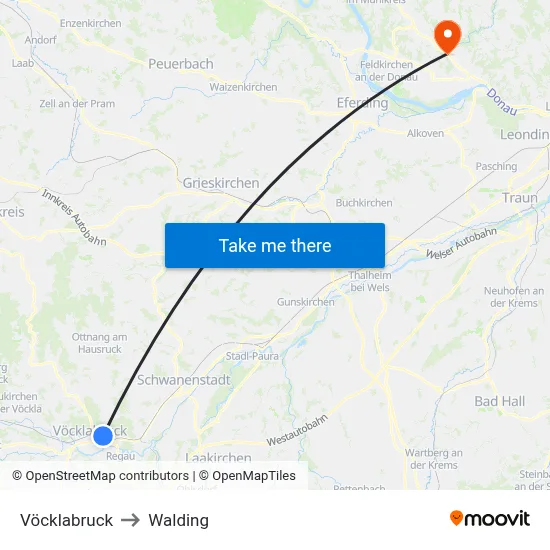 Vöcklabruck to Walding map