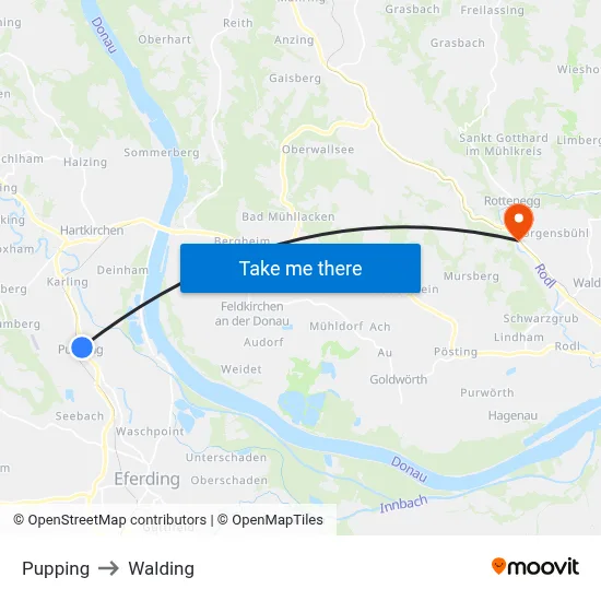 Pupping to Walding map